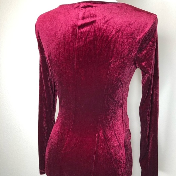 Zaberry Wine Red Velour Velvet Wrap Stretch Mermaid Midi Dress Valentine’s Day - Picture 9 of 14